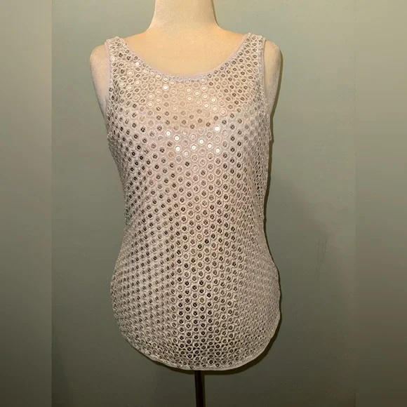 WHBM Crocheted Sequin Sleeveless Top-Large-EUC - Picture 1 of 4